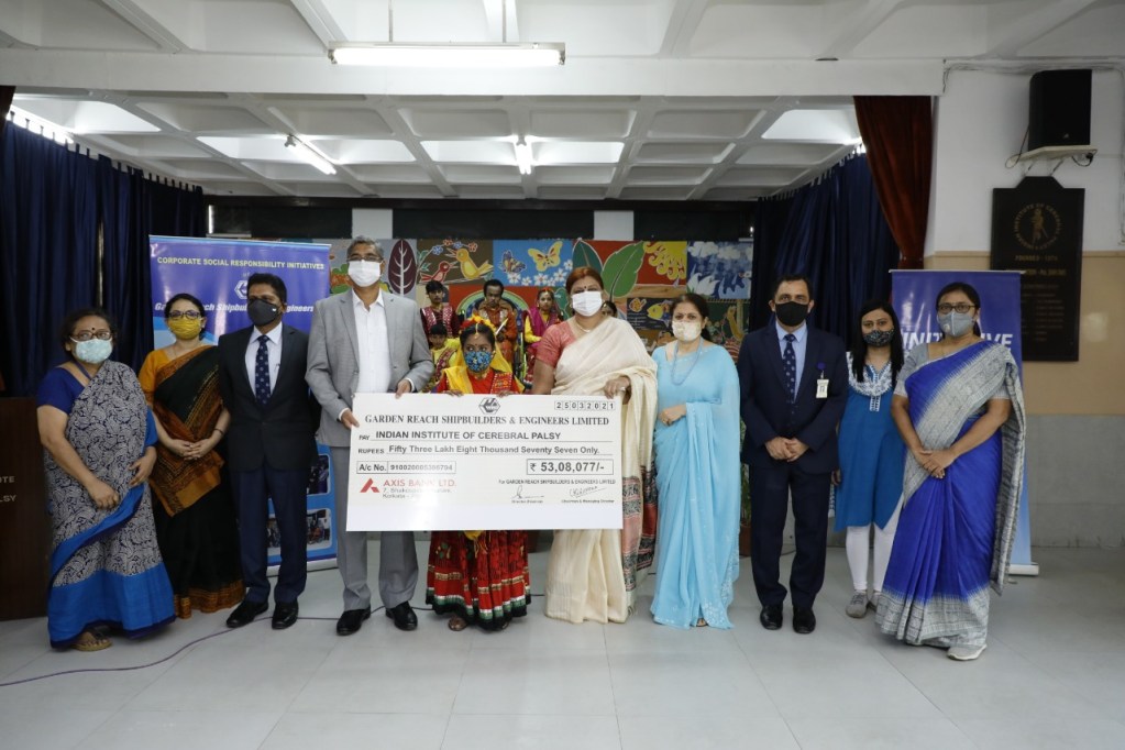 Image 1 - GRSE’s CSR Initiative with Indian Institute of Cerebral Palsy (IICP)-Handing Over of Cheque