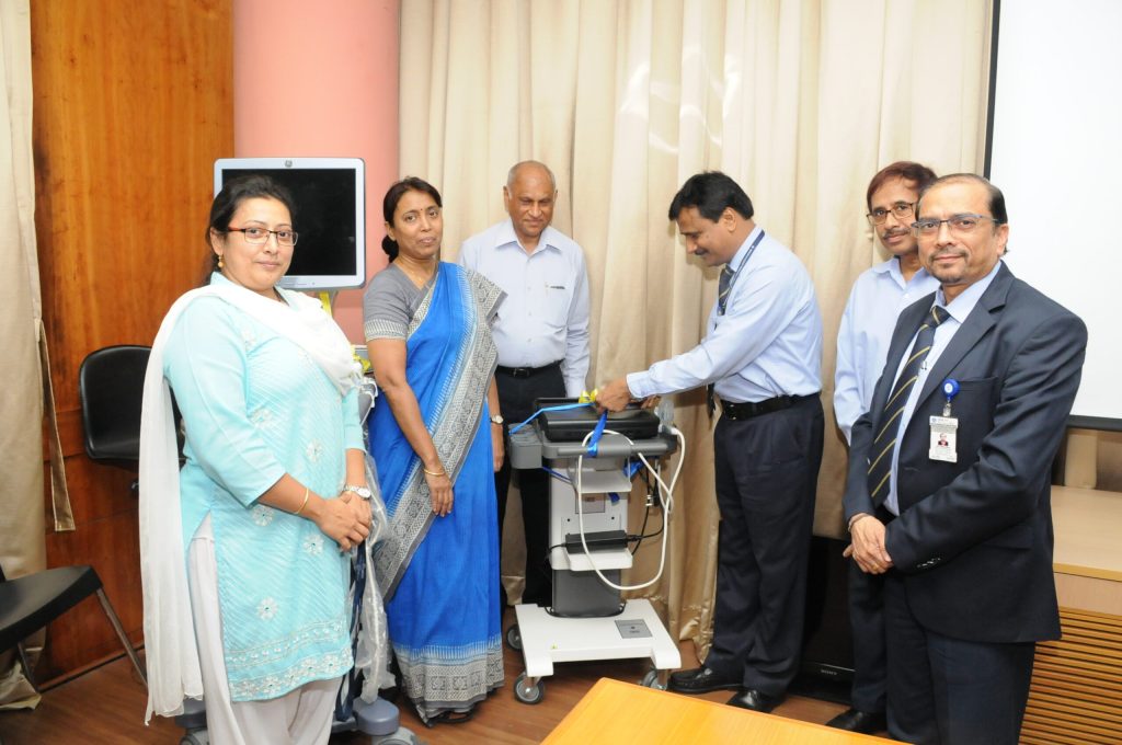 Image 1 - Inauguration of cancer detection equipment at Tata Medical Centre, Rajarhat, Kolkata GRSE for last 02 years is engaged in facilitating/ providing cancer detection equipment as a CSR initiative. During FY 2016-17, financial support is extended to Tata Medical Centre for procuring 03 cancer diagnosis and treatment equipment for providing subsidized treatment to financially weak patients. Director (Personnel), GRSE Ltd, inaugurated 03 cancer diagnosis and treatment equipments at Tata Medical Centre on 24 Mar 17.