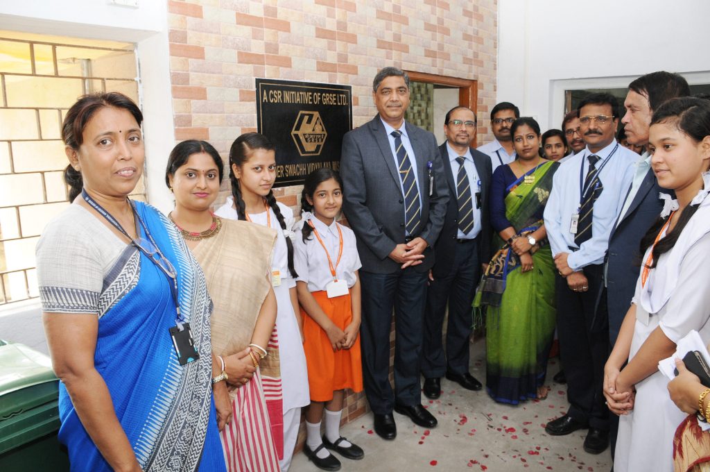 Image 1 - Inauguration of 07 toilets at Kankhuly Girls High School under Swachh Bharat and Swachh Vidhyalaya Mission GRSE is actively engaged in implementing Swachh Bharat and Swachh Vidhyalaya Mission by constructing toilets in Govt. schools located in Metiabruz , Maheshtala and Kidderpore areas