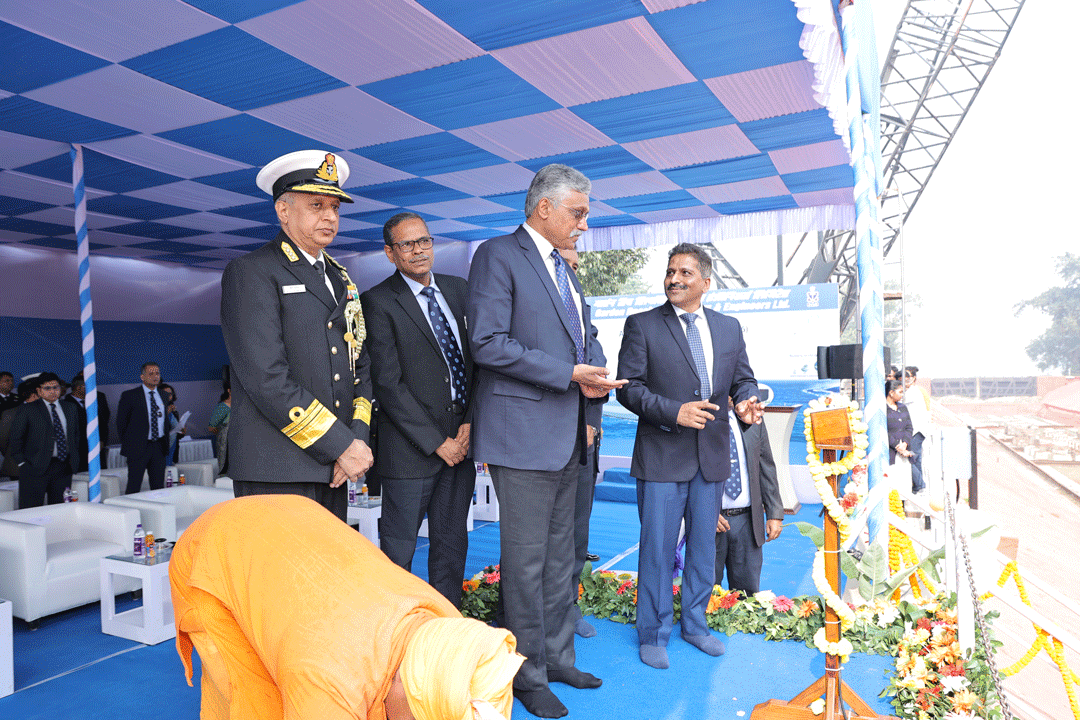 Twin Keel Laying of In-house designed ASW SWCS (Yard 3033 & 3036) at GRSE RBD Unit on 31 Dec 22