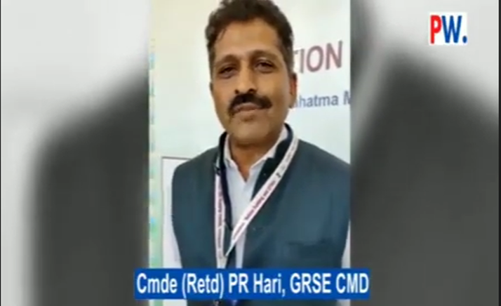 Cmde PR Hari, IN (Retd.), CMD, GRSE interaction with PSU Watch at AKAM MEGA SHOW at Gandhinagar from 09 - 12 Jun 22