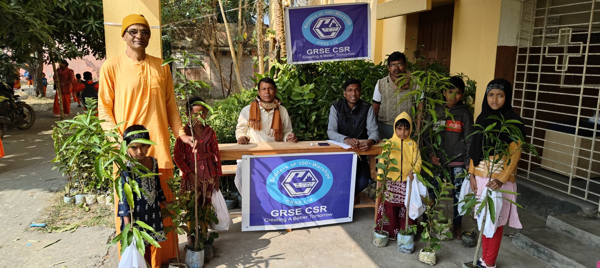 As part of its CSR initiative to promote environmental sustainability and protect ecological balance, GRSE distributed 2,000 fruit-bearing saplings to the villagers, including children, of Sandeshkhali from 21 to 24 Jan 25 - Thumbnail