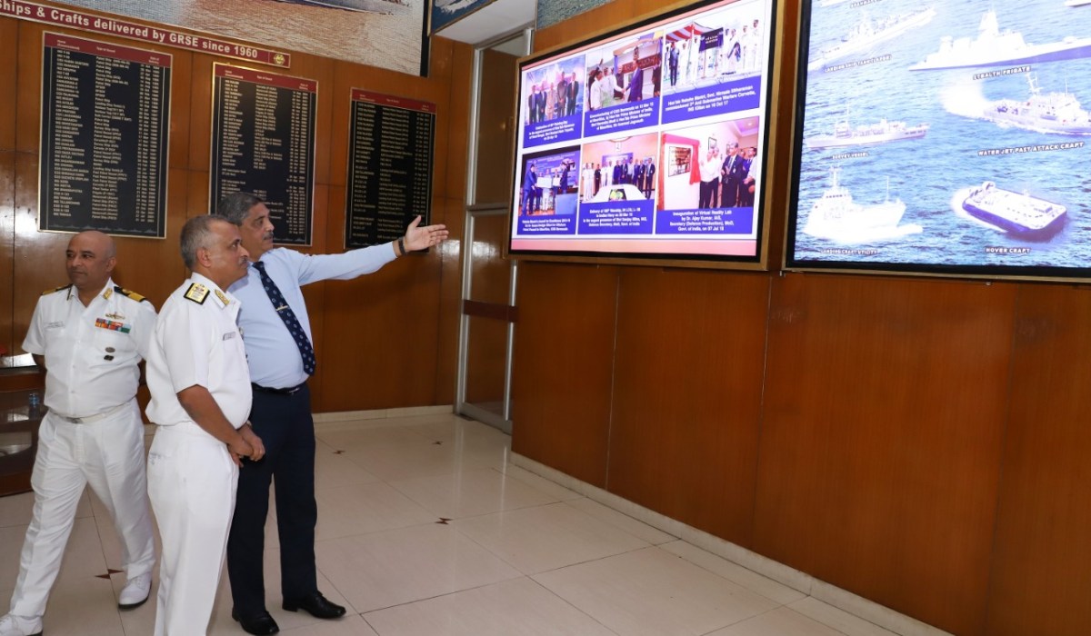 Rear Admiral Anian George, NM, ADG (QA) visits GRSE on 13 Mar 20