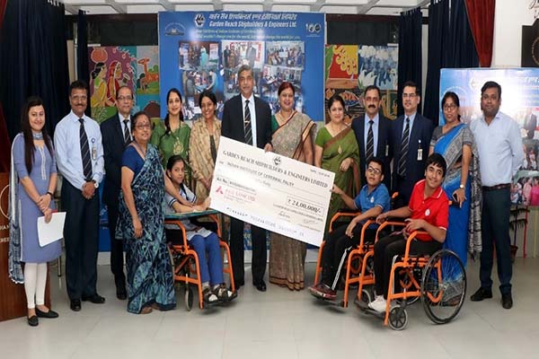 Image 1 - GRSE's CSR Initiative with IICP - Handing over of Ceremonial Cheque