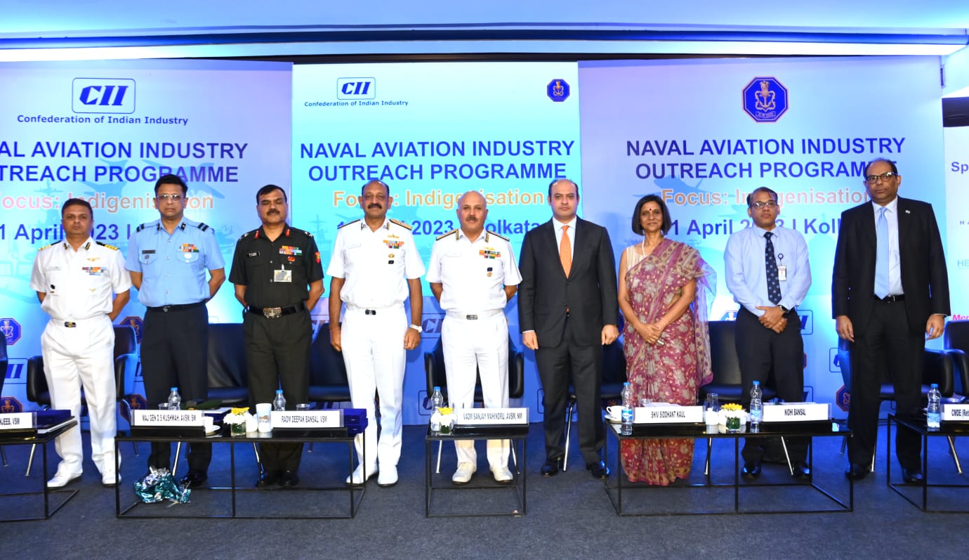 CGM (IND & IEP), Cmde Rajiv Sreedharan, IN (Retd.) at Naval Aviation Industry Outreach Programme organised by CII on 11 Apr 23