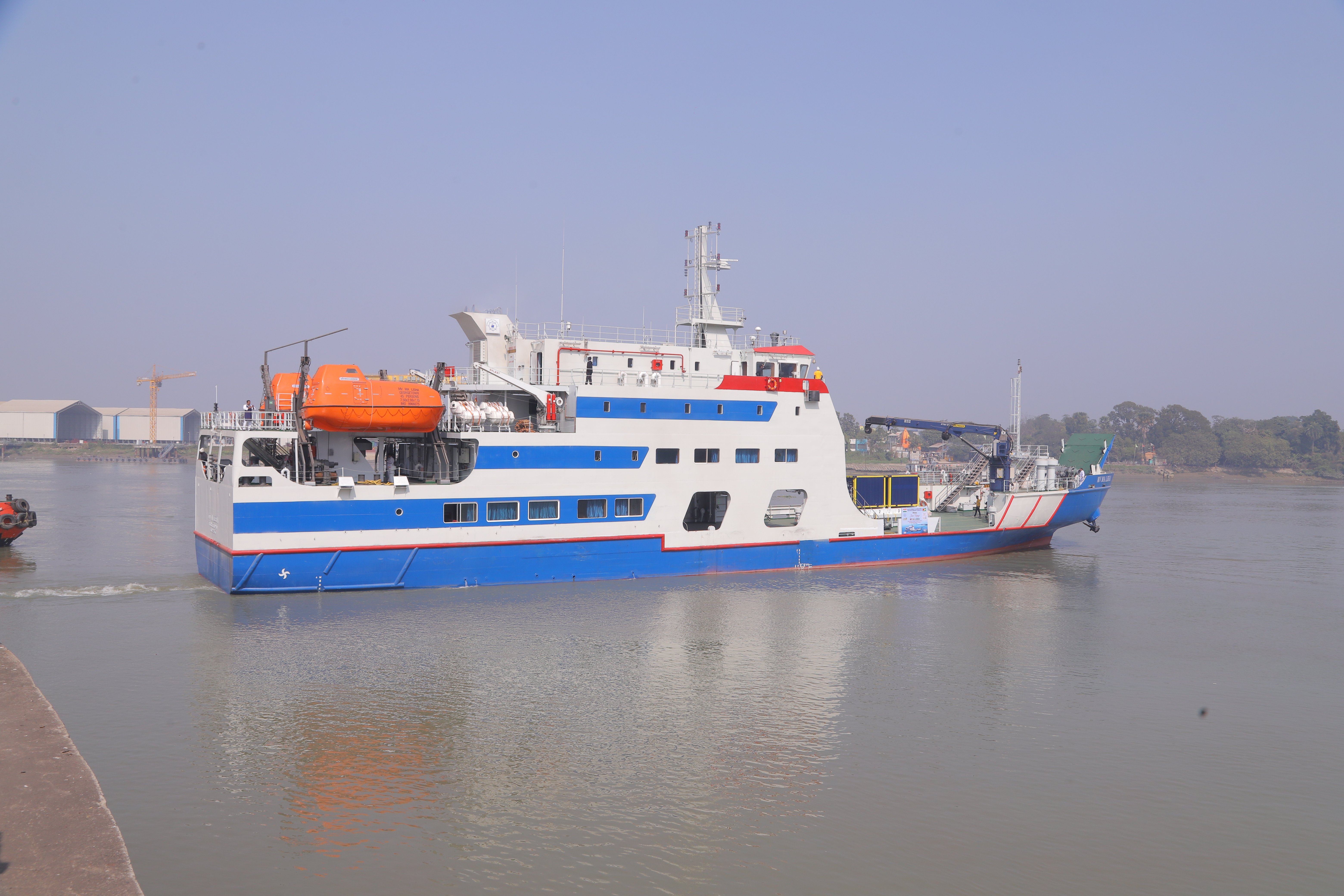 BON VOYAGE MV MA Lisha- Flagging Off of GRSE’s In-House Designed Ocean Going Passenger & Cargo Ferry Vessel to The Cooperative Republic of Guyana on 12 Jan 23