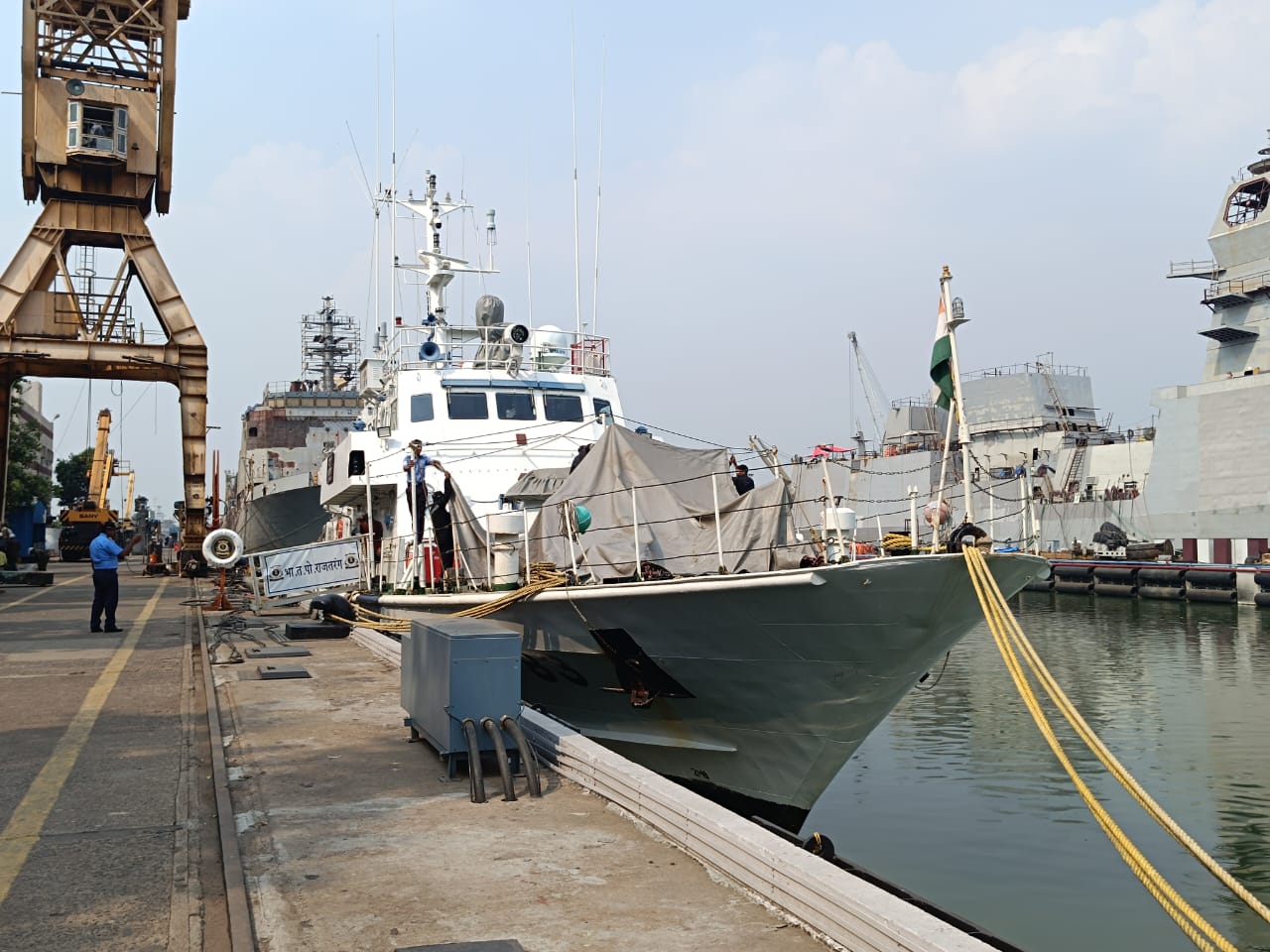 Arrival of ICGS RAJTARANG from Port Blair for Installaion of SRC Guns at GRSE on 05 May 23
