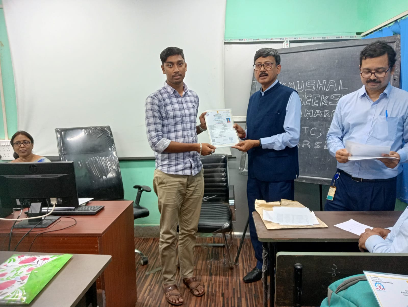 National Apprentice Certificates awarded by DIG Subrato Ghosh, ICG (Retd.), Director (Personnel), GRSE, to Apprentices at the Kaushal Deekshant Samaroh at TTC, Baranagar on 12 Oct 23