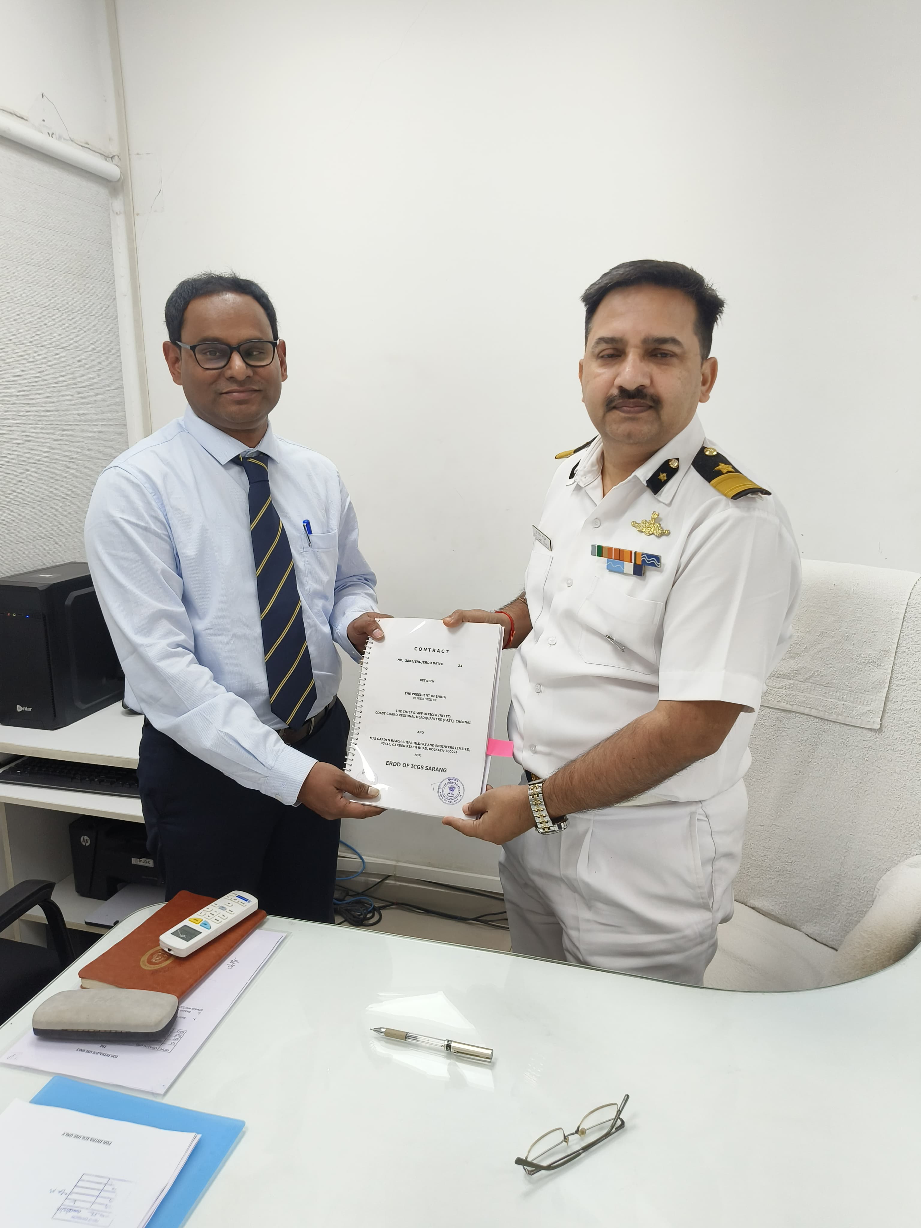 Contract for ERDD of ICGS Sarang signed with CGRHQ(E) in Chennai on 18 Dec 23