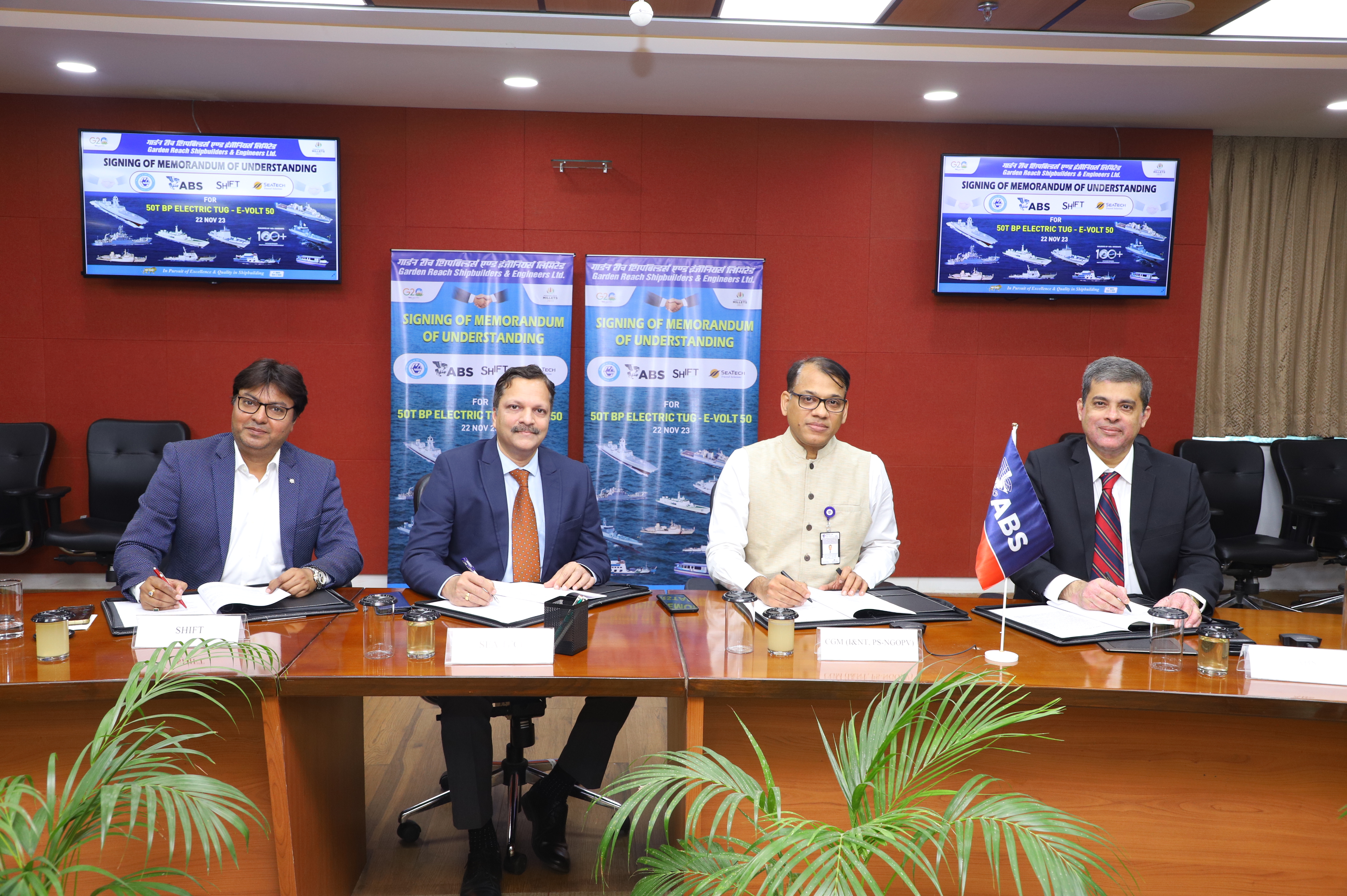 MOU with SHIFT, SEATECH & ABS major step towards building “Green” Electric Tugs on 22 Nov 23