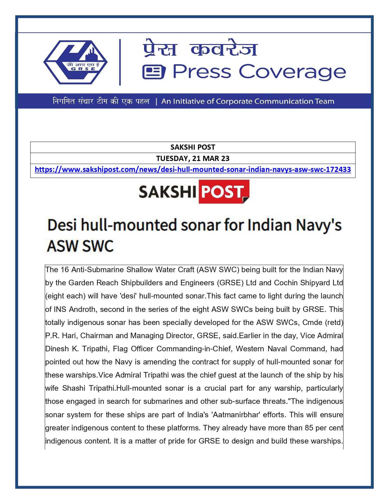 Sakshi Post 21 Mar 23