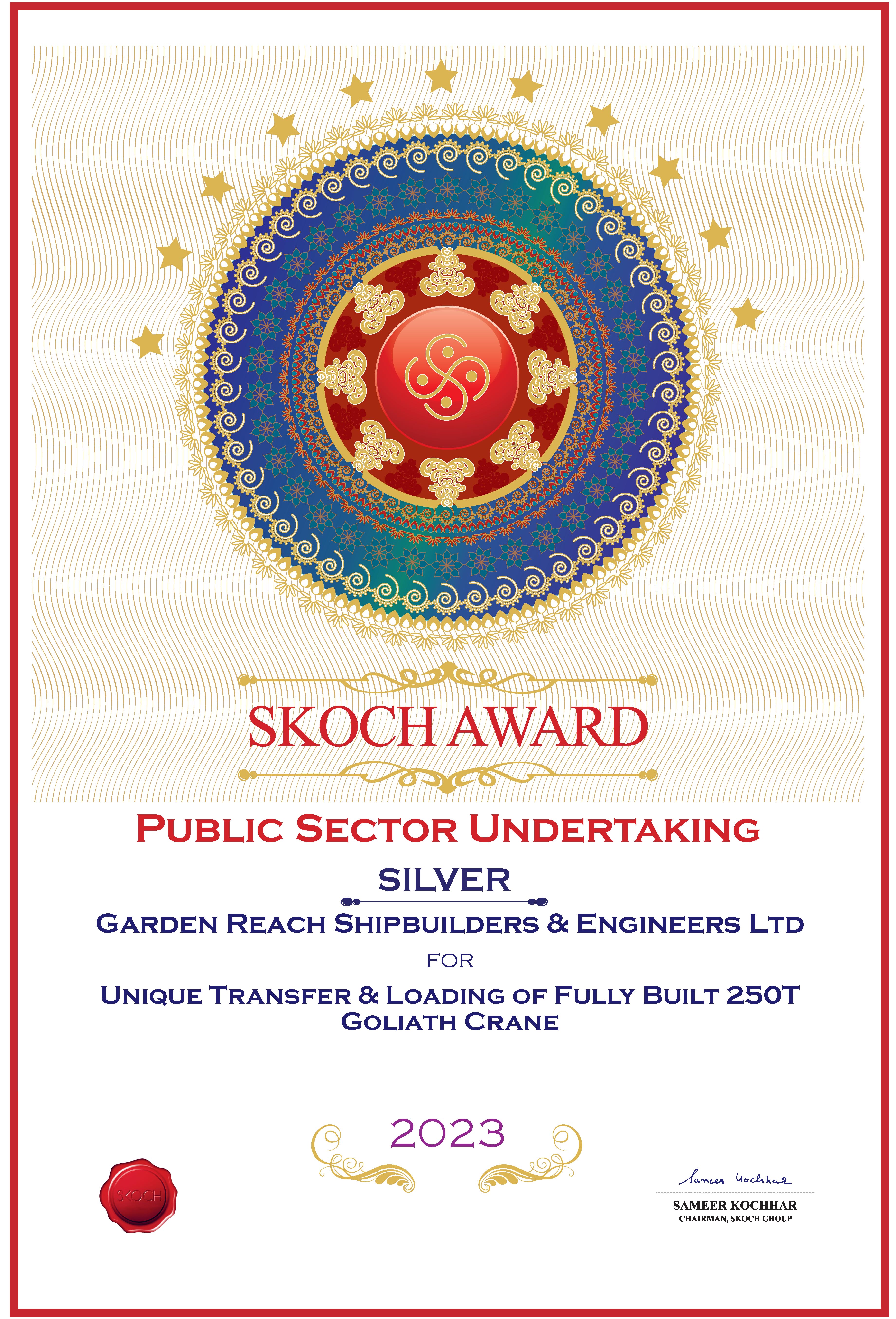 Certificate - 91st SKOCH Awards