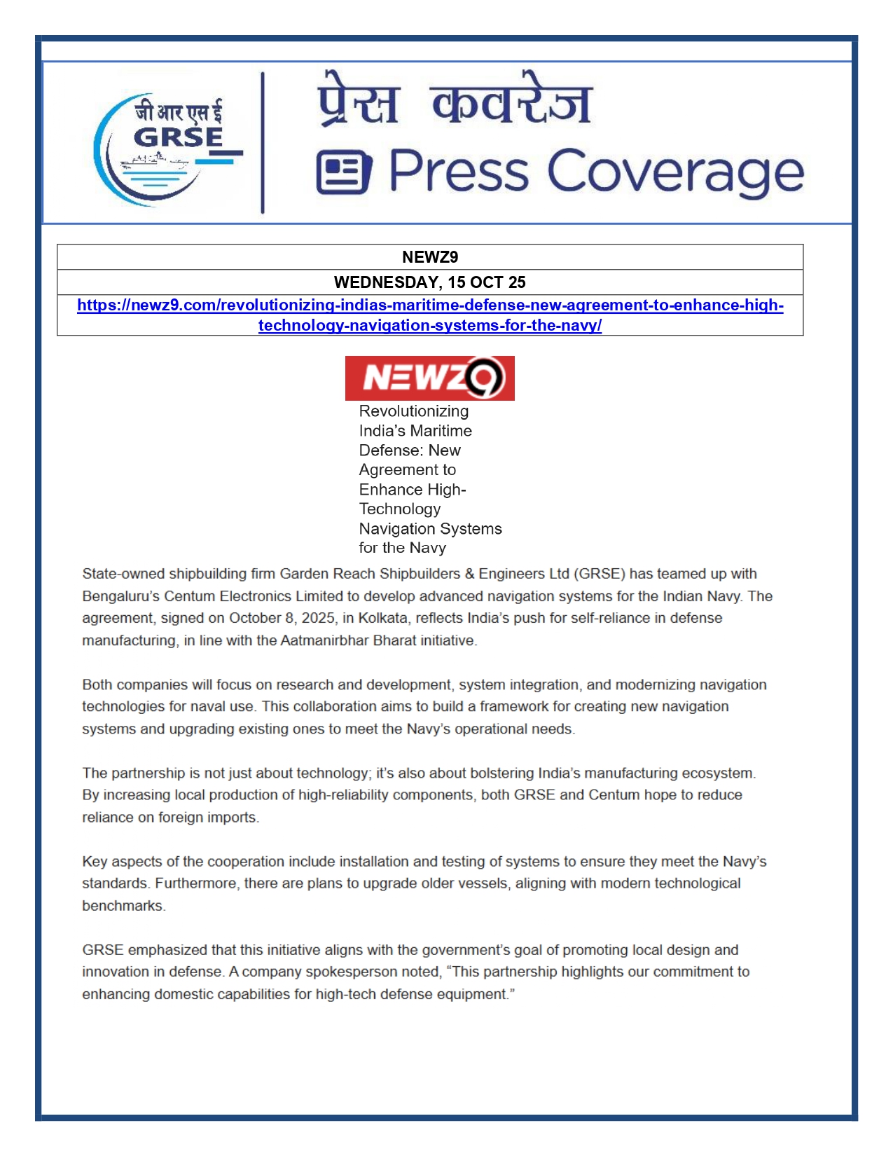 Press Coverage: 20 Oct 25:THE TIMES OF INDIA