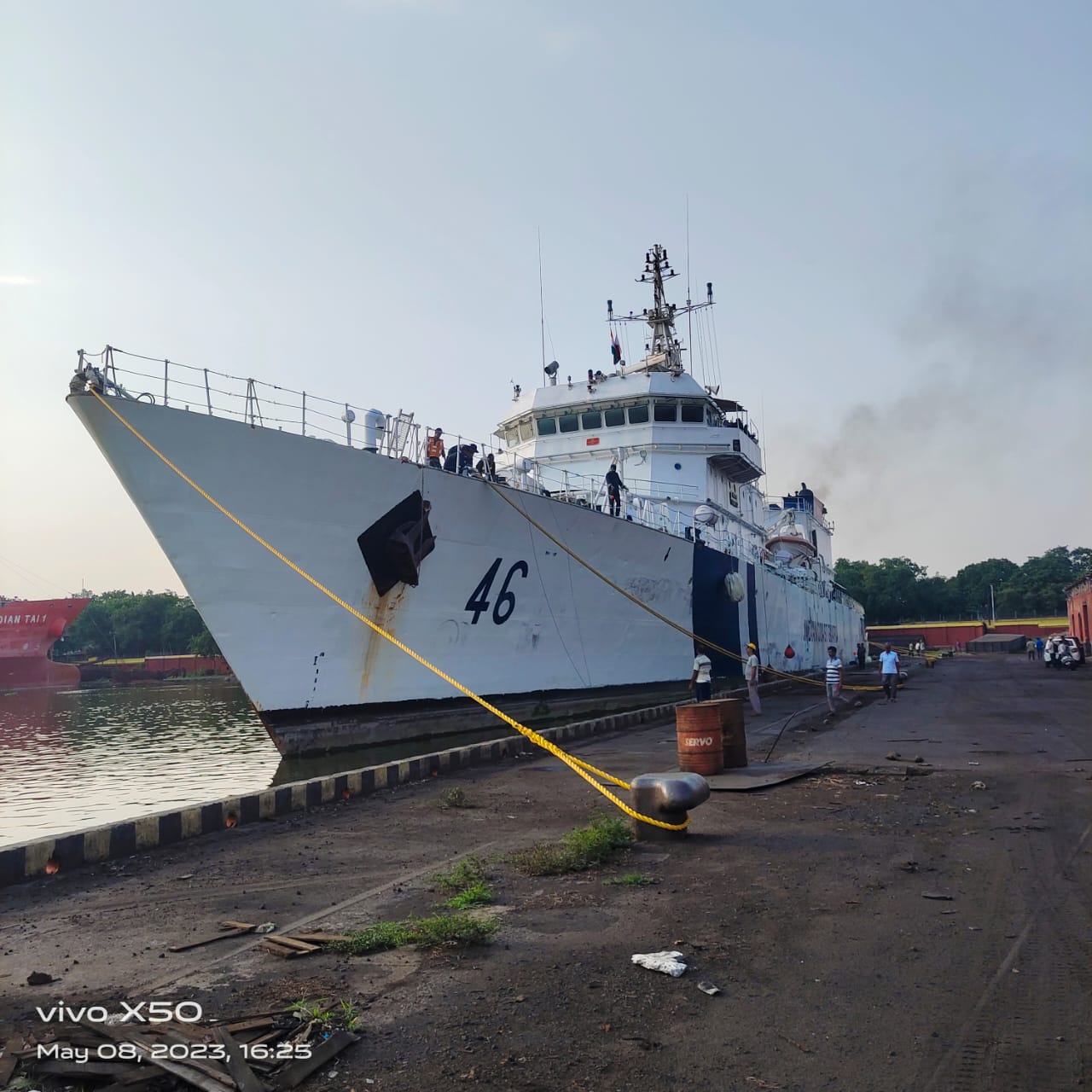 Arrival of OPV ICGS Sankalp from Mumbai for Refit at GRSE